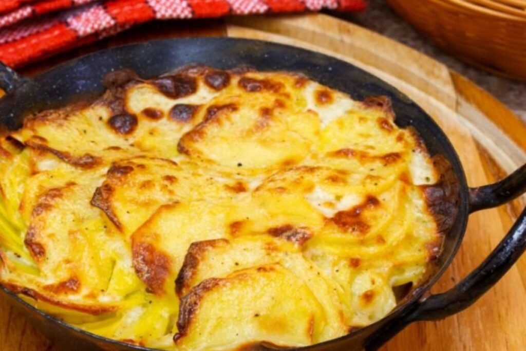 Gratin Dauphinois a French Dish in Which Potato Slices are Luxuriating in Garlic Cream