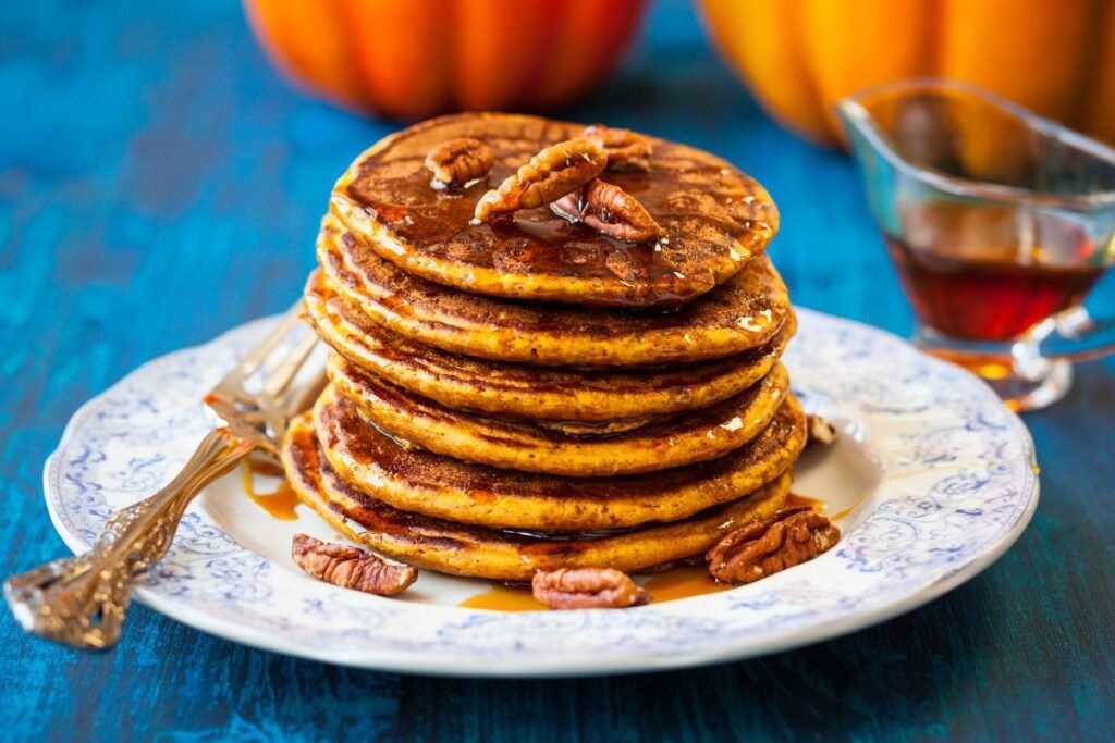 Classic Pumpkin Pancakes with Honey and Nuts