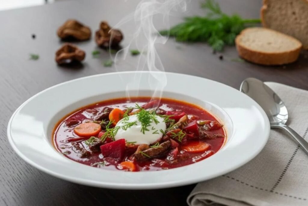 Beetroot Soup with Mushrooms