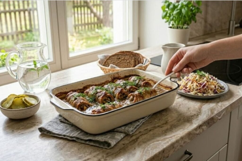 Pork Neck Rolls with Mushrooms