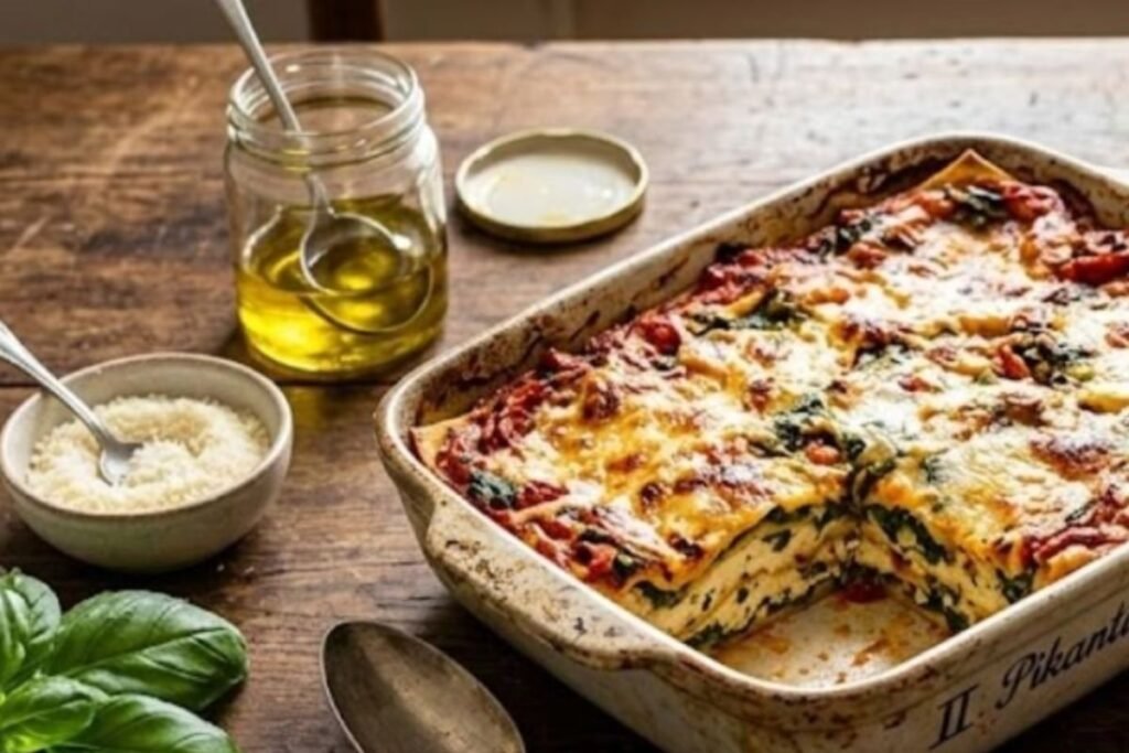 Spicy Cottage Cheese Lasagna with Spinach