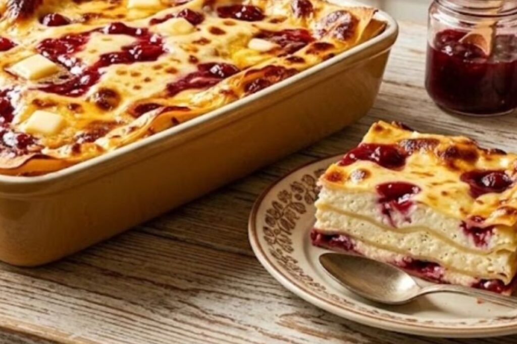 Sweet Cottage Cheese Lasagna with Jam