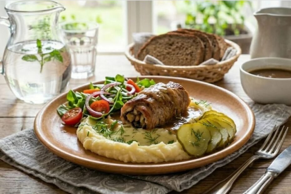 Pork Neck Rolls with Mushrooms