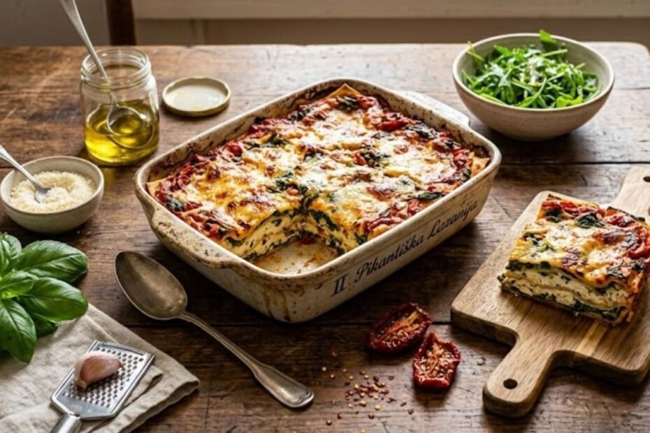 Spicy Cottage Cheese Lasagna with Spinach